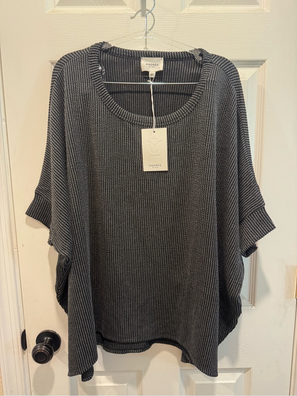 Andree Charcoal Ribbed Oversized Knit Top